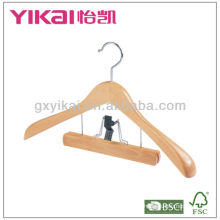 Familiy wardrobe using wooden coat and trousers hangers